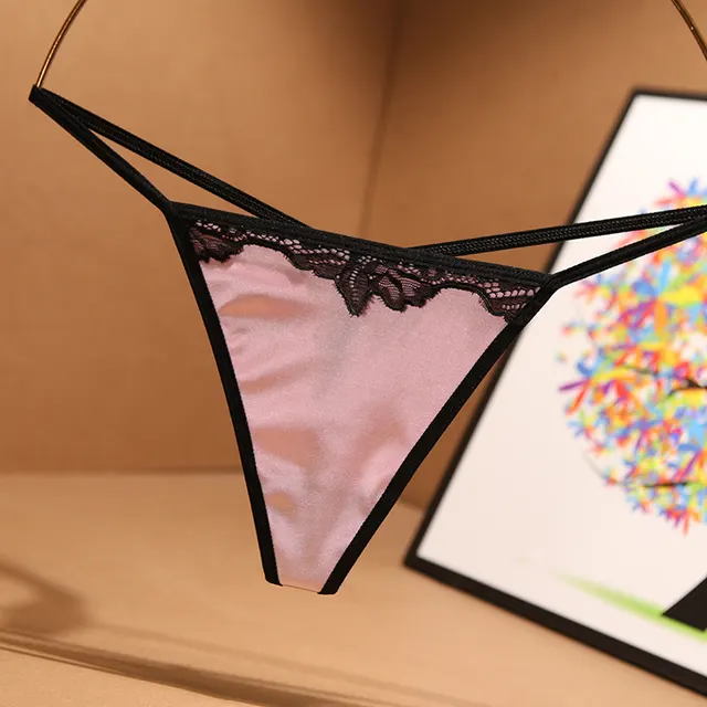 Seamless Hot Temptation Sexy Panties European And American Imitation Silk Ting Underwear Pink - Shop at LoveMi