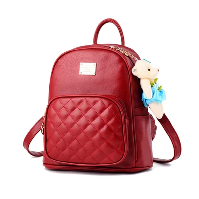 Autumn And Winter New Backpack College Style Casual Backpack Korean Fashion Trendy Ladies Bag Bear School Bag On Behalf Of Red - Shop at LoveMi