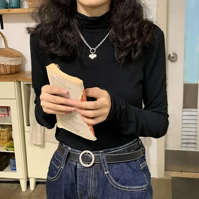 Casual Leggings Trousers Spring And Autumn Elastic Waist Trousers Black High Collar - Shop at LoveMi