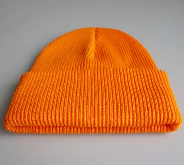 Pure Color Light Board Adult Knitted Hat With Warmth Hip Hop Hat Orange - Shop at LoveMi