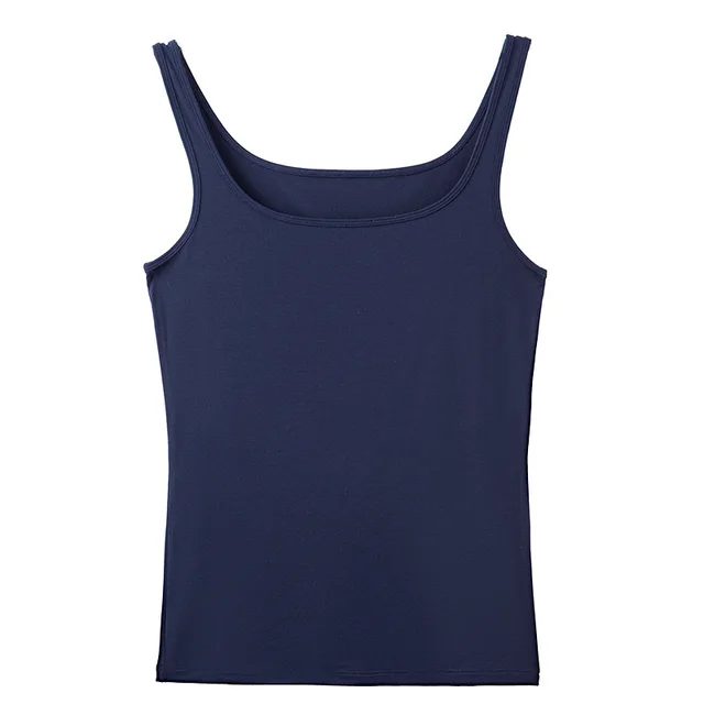 CANVAUS Summer New Women's Solid Color Modal Comfortable Sports Vest Outer Wearing Female Top Navy Blue - Shop at LoveMi
