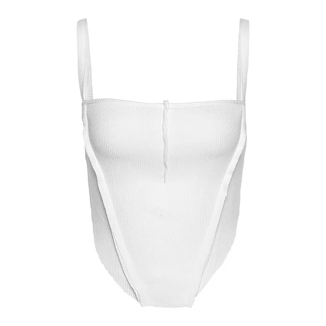 Ins European And American Style New Fall Winter Women's Sling Halter Back And Umbilical Neckline Sexy Adult Small Solid Color Female White - Shop at LoveMi