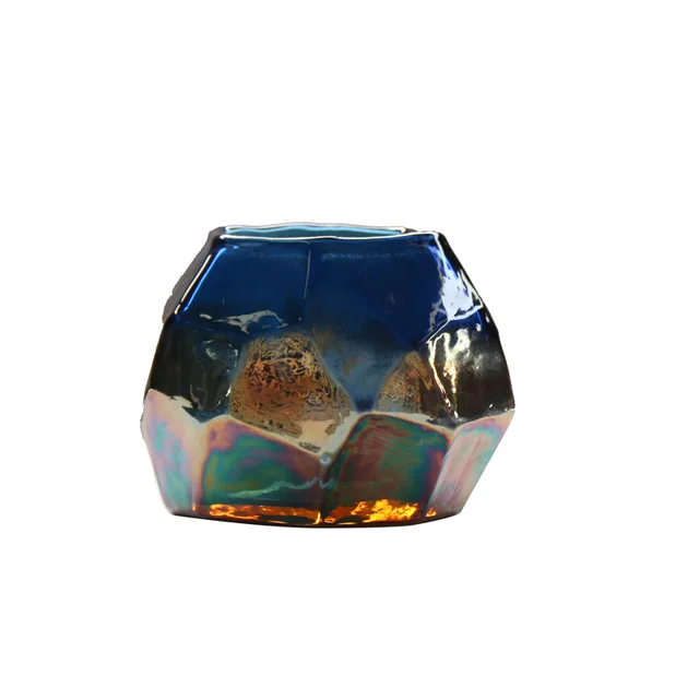 Modern Minimalist Geometric Multilateral Blue Glass Small Vase Ornament Svb607 Smallest Number - Shop at LoveMi
