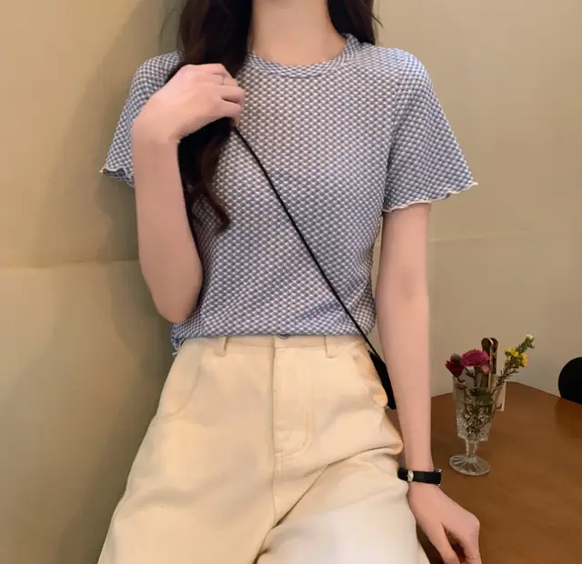 Large Size New Plus Size Mm Western Style Age Reducing Tops Wild Loose Design Niche Short Sleeved T Shirt Women Blue - Shop at LoveMi