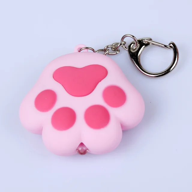 Autumn And Winter Cat Paw Keychain Ring Chain Bell Pendant Vocal Light Emitting Gift Creative Mobile Phone Shell Car Interior Accessories Pink - Shop at LoveMi