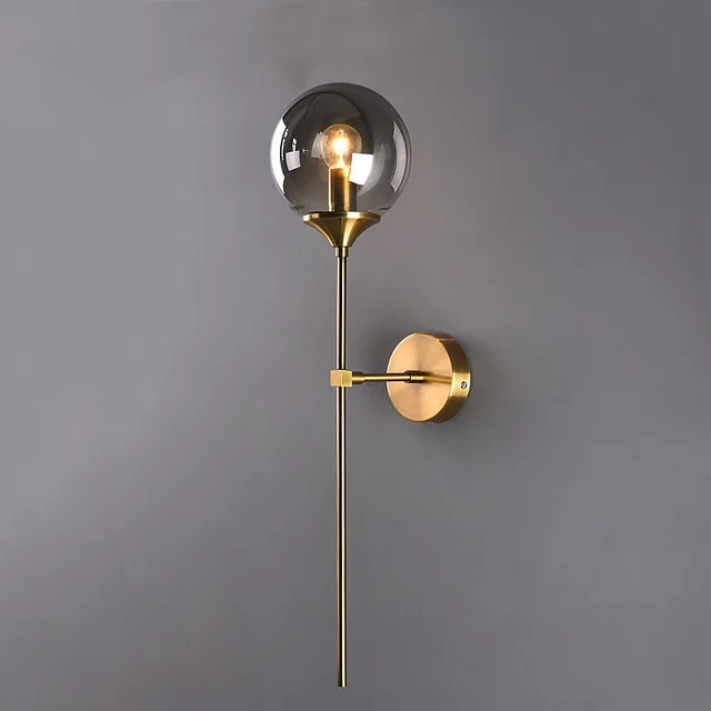 Creative Modern Simple Head Glass Led Nordic Corridor Corridor Gallery Bedroom Torch Wall Lamp Smoke Grey Glass - Shop at LoveMi