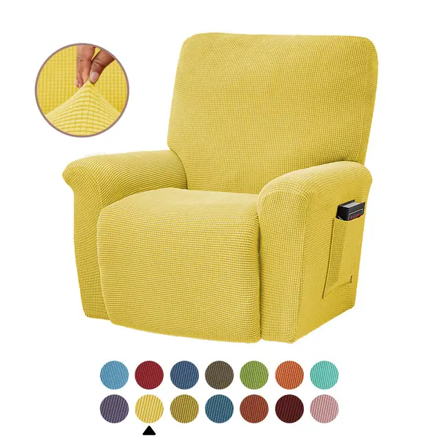 New Solid Color Corn Fleece Stretch Tight Packed Four Seasons Sofa Cover Split Yellow - Shop at LoveMi
