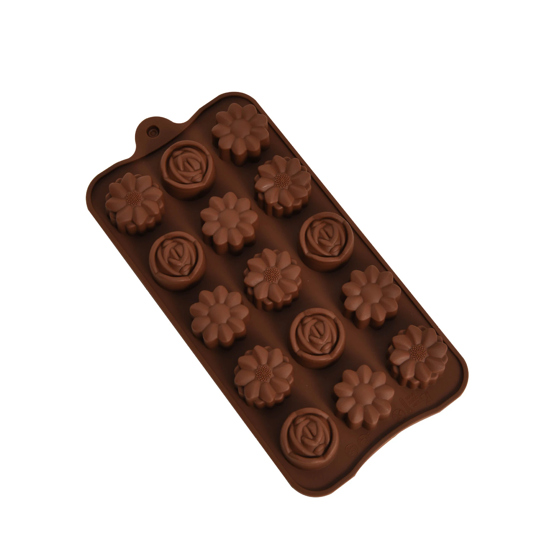 Silicone 15 mixed 3 different flower-shaped chocolate molds, ice grid pudding molds, DIY baking tools, sales - 22X10.5X1.5Cm