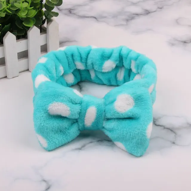 Plush Butterfly End Hairband Net Red Face Wash Makeup Sweet Coral Fleece Headband Sky Blue Dots - Shop at LoveMi