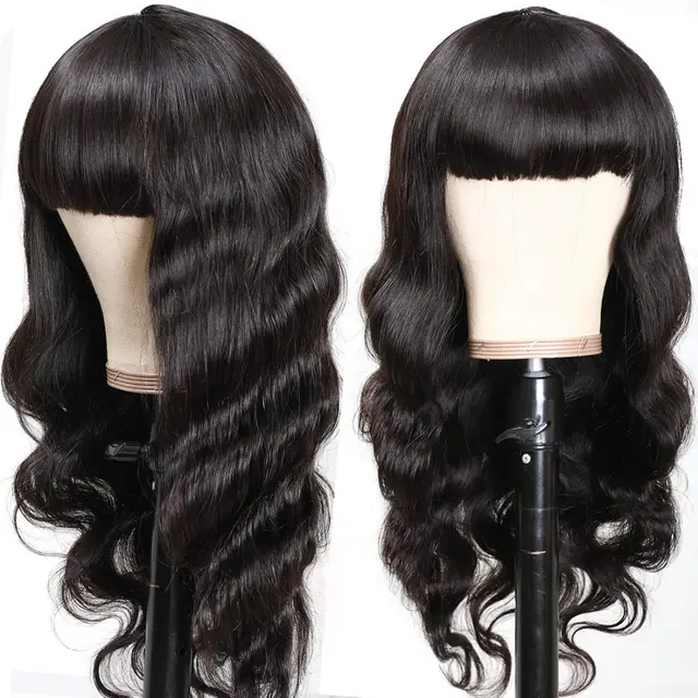 Real Hair Body Headgear Wig With Bangs real hair headgear with bangs 22Inch - Shop at LoveMi