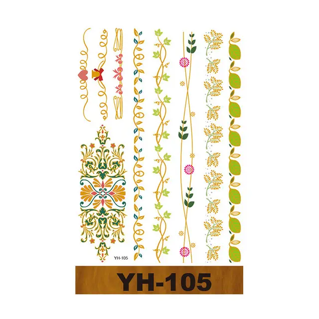 Mixed Metallic Flash Tattoos Sticker Golden Silver Yh105Style - Shop at LoveMi