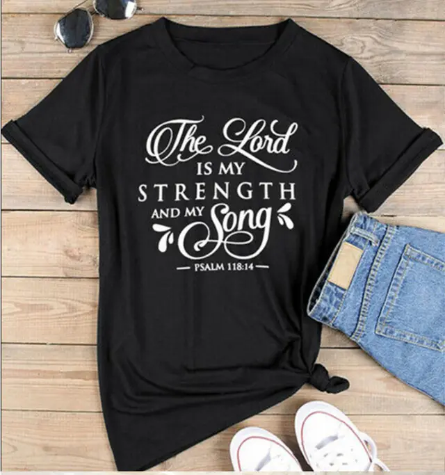 T Shirt Women Fashion Retro Funny Jesus T Shirt Faith Slogan Art Top Black - Shop at LoveMi