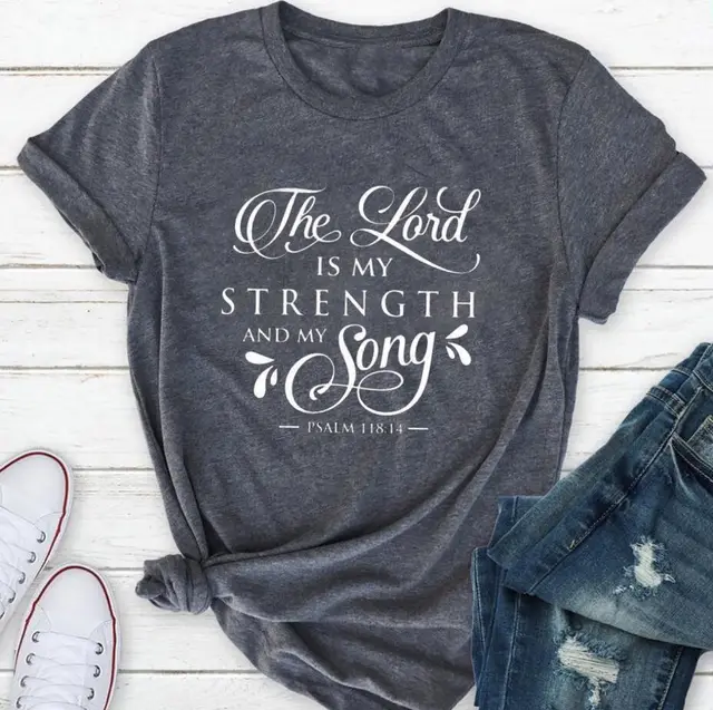 T Shirt Women Fashion Retro Funny Jesus T Shirt Faith Slogan Art Top Gris - Shop at LoveMi