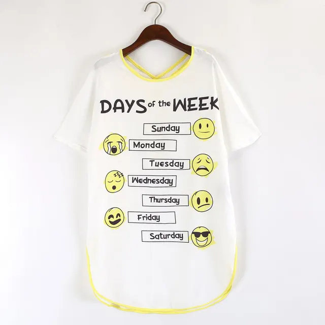 Ladies Short Sleeved T Shirt Mid Length Slit Open Back Cute Expression Pack Loose Large Size Hip Hop Hip Hop White - Shop at LoveMi