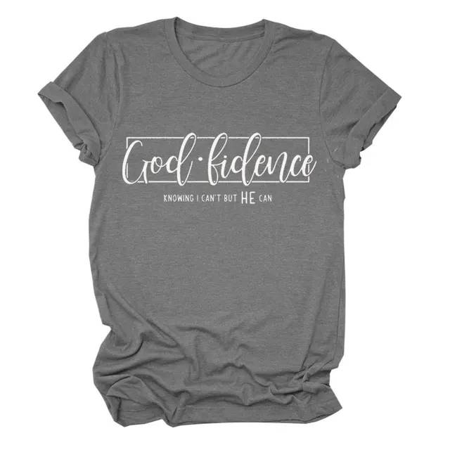 God Finance Letter Casual Loose Hedging Large Size Bottoming T Shirt Women Dark Grey - Shop at LoveMi