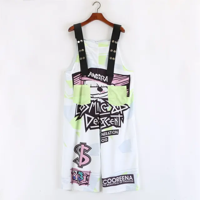 Trendy Brand Hip Hop Hip Hop Plus Size Women'S Suspender One Piece Overalls White - Shop at LoveMi