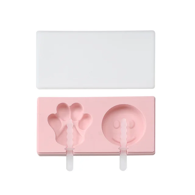 Siamese Ice Cream Mold With Lid Silicone Ice Cream Stick Ice Mold Smiley Bear Paw Pink - Shop at LoveMi