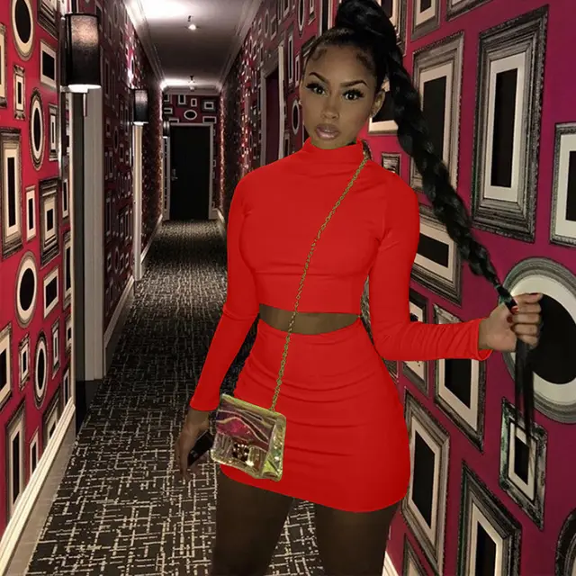 Spring New Sexy High Neck Mini Skirt Red - Shop at LoveMi