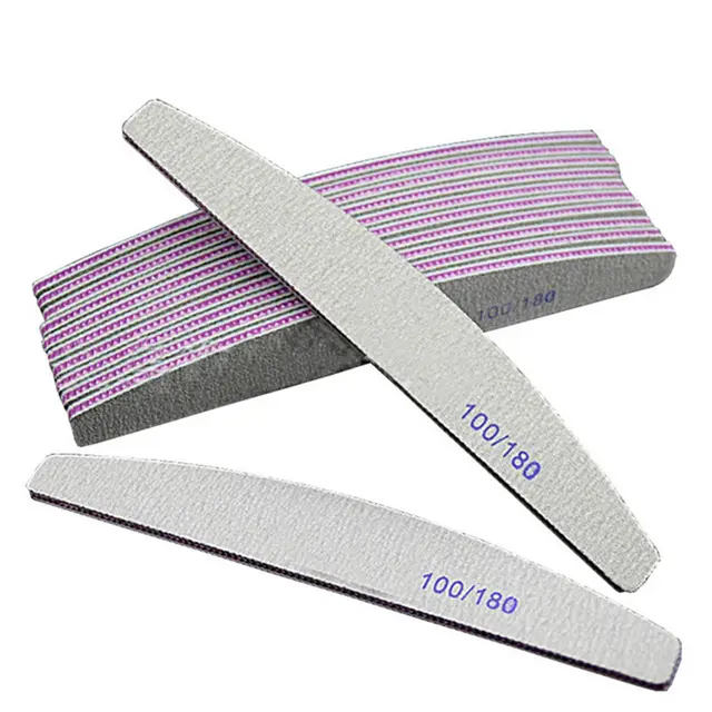 Nail File Half moon Shape Repairing Purple Heart With Teeth Rubbing Strip, Polishing Strip 100 180 Mesh Emery Nail Tool - Shop at LoveMi