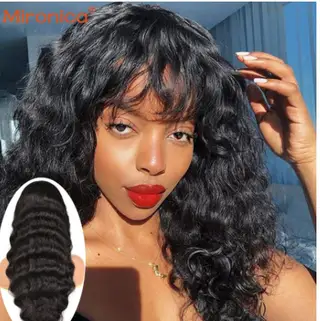 Real Human Hair Loose Wave Wig Woven Headgear - 18 20 22