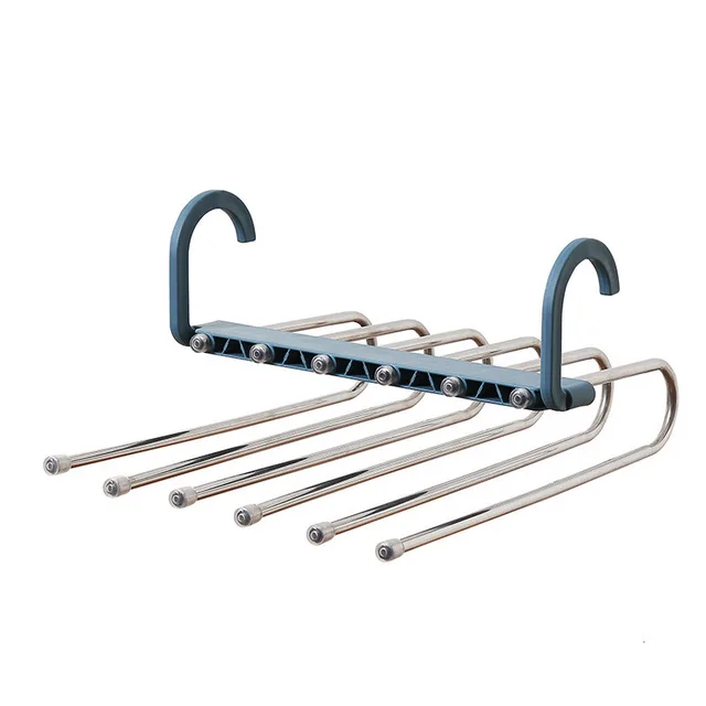 Stainless Steel Telescopic Folding Multifunctional Multi layer Trouser Rack Pants Hanger Blue Without Clip - Shop at LoveMi