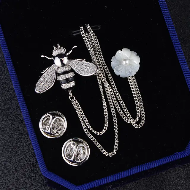 Bee Brooch Ins Tide Korea Luxury Atmosphere Cute Collar Pin Chain Corsage Blouse Do Not Buckle Western Accessories - Shop at LoveMi
