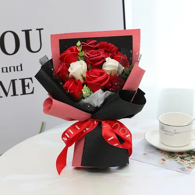 Carnation Soap Flower Simulation Rose Bouquet Mother'S Day 520 Valentine'S Day Gift For Girlfriend Teacher Holding Flowers Red - Shop at LoveMi