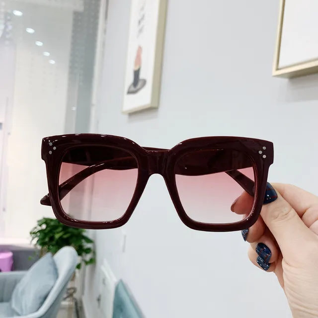 Retro Rivet Sunglasses, Sunglasses, Big Frame All Match Bordeaux Double Vermicelli - Shop at LoveMi