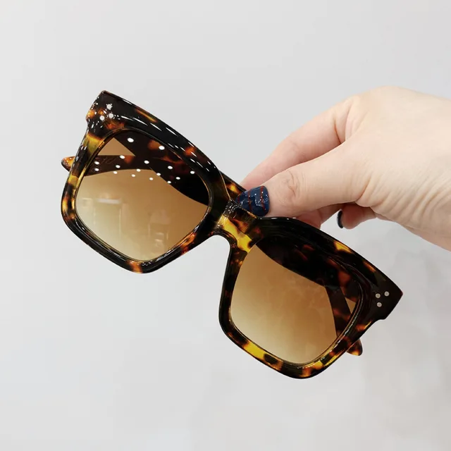 Retro Rivet Sunglasses, Sunglasses, Big Frame All Match Tortoiseshell Double Tea - Shop at LoveMi