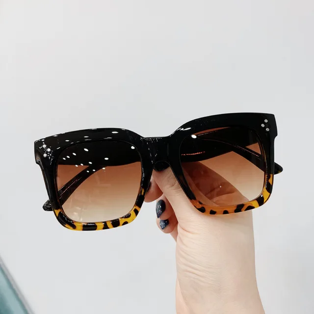 Retro Rivet Sunglasses, Sunglasses, Big Frame All Match Upper Black And Lower Bean Cur - Shop at LoveMi