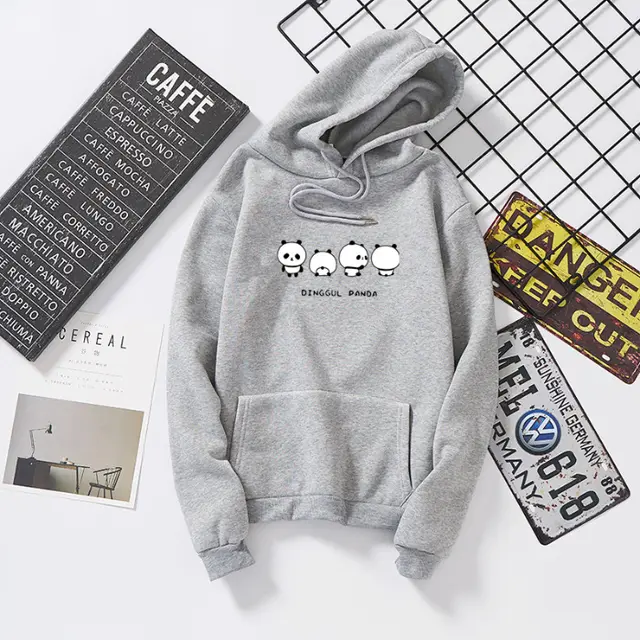 Harajuku Style Plus Velvet Padded Hooded Sweater Grey - Shop at LoveMi