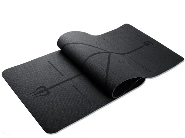 Tpe Fitness Yoga Mat Position Line Single Layer Monochrome Custom Logo Black - Shop at LoveMi