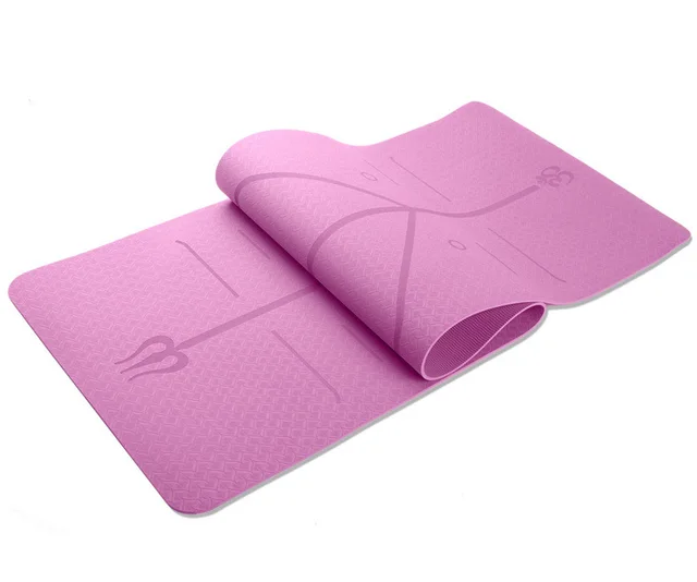 Tpe Fitness Yoga Mat Position Line Single Layer Monochrome Custom Logo Pink - Shop at LoveMi