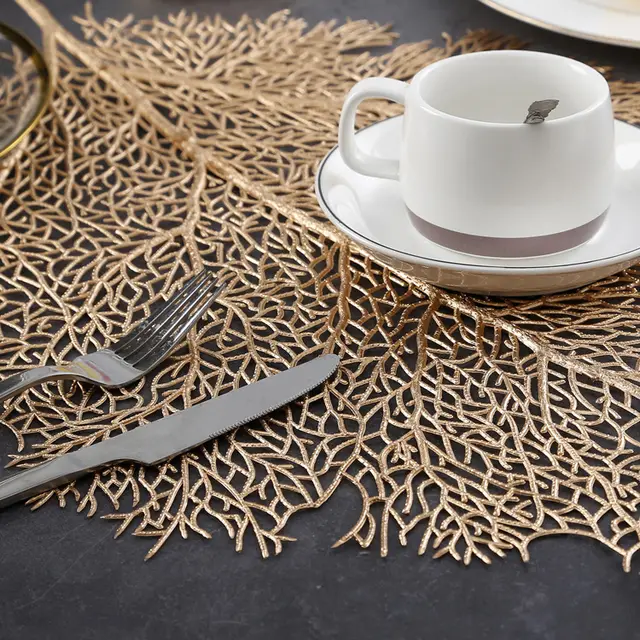 Imitation Coral Branch Hot Witch Hazel Empty Western Placemat Heat Insulation Pad Gold - Shop at LoveMi