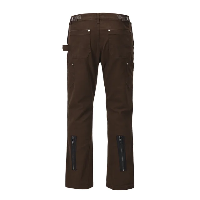 Autonomous Zippered Heavy Industry Flared Pants Brown - Shop at LoveMi