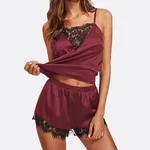 Nuovi Pigiami In Raso Di Seta Da Donna Sexy Set Indossare Lingerie Da Notte Babydoll 112 Ordini - Red