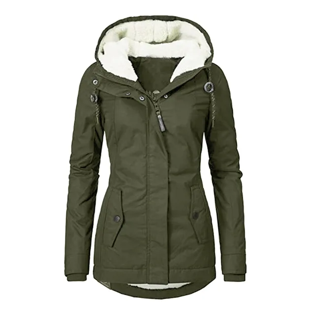Hot Style Ladies Long Sleeved Zipper Pocket Padded Coat Jacket Green - Shop at LoveMi