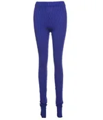 Da 1659B Fall Winter Ins Mid-Waist Trousers With Slits And Hips Slim Casual Pants - Blue