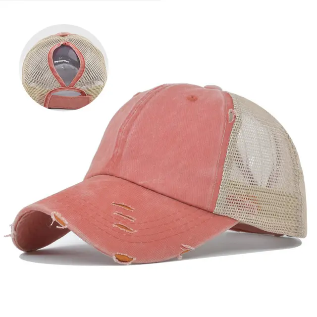 Multicolor ponytail hole baseball cap Orange - Shop at LoveMi