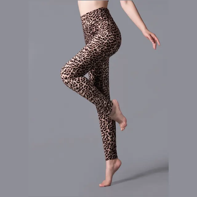Spring And Autumn Big Stretch High Waist Leopard Print Outer Wear Leggings Sports Yoga Slim Fit Pants With Small Feet Fashionable Wide Waist - Shop at LoveMi
