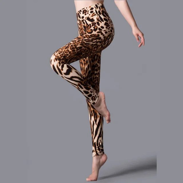 Spring And Autumn Big Stretch High Waist Leopard Print Outer Wear Leggings Sports Yoga Slim Fit Pants With Small Feet Fashionable Wide Waist - Shop at LoveMi