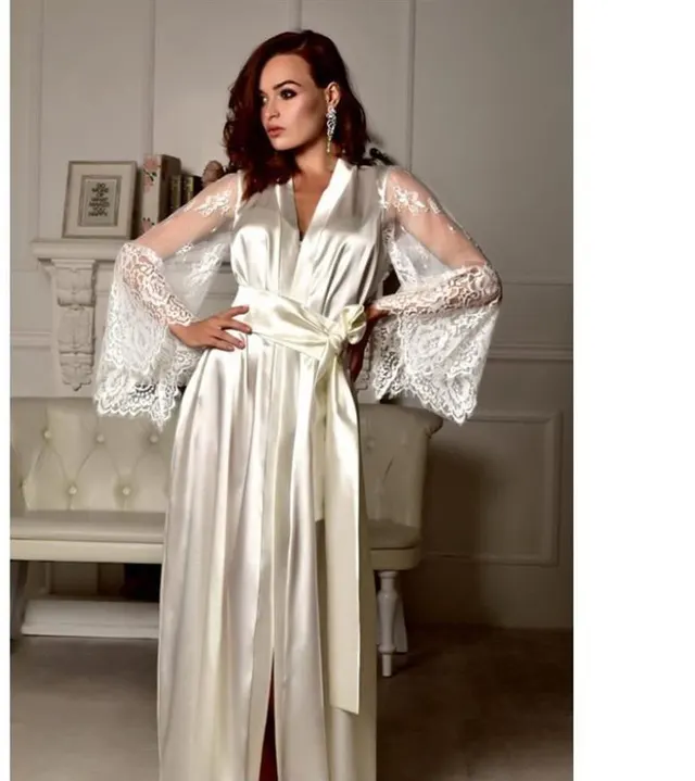 Women Sexy Lingerie Ladies Nightgown Long Pajamas Dress White - Shop at LoveMi
