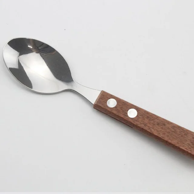 Stainless Steel Wooden Handle Pastry Tableware Spoon - Shop at LoveMi