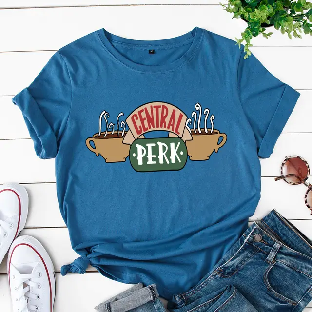 Women's CENTRAL PERK Short Sleeve T shirt Blue - Shop at LoveMi