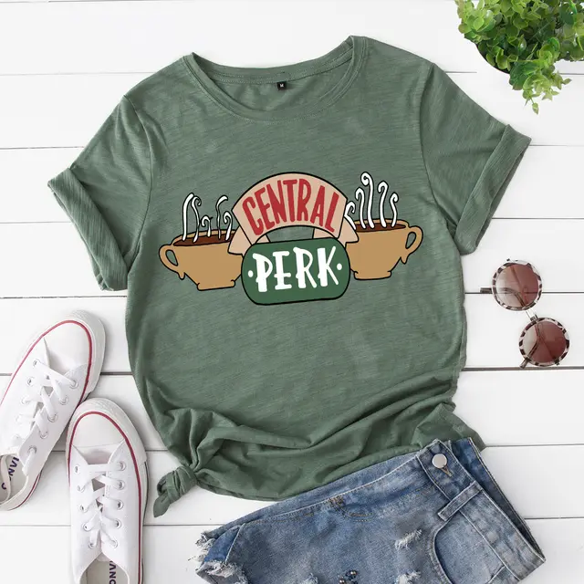Women's CENTRAL PERK Short Sleeve T shirt Green - Shop at LoveMi