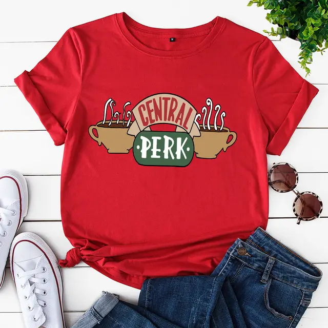 Women's CENTRAL PERK Short Sleeve T shirt Red - Shop at LoveMi