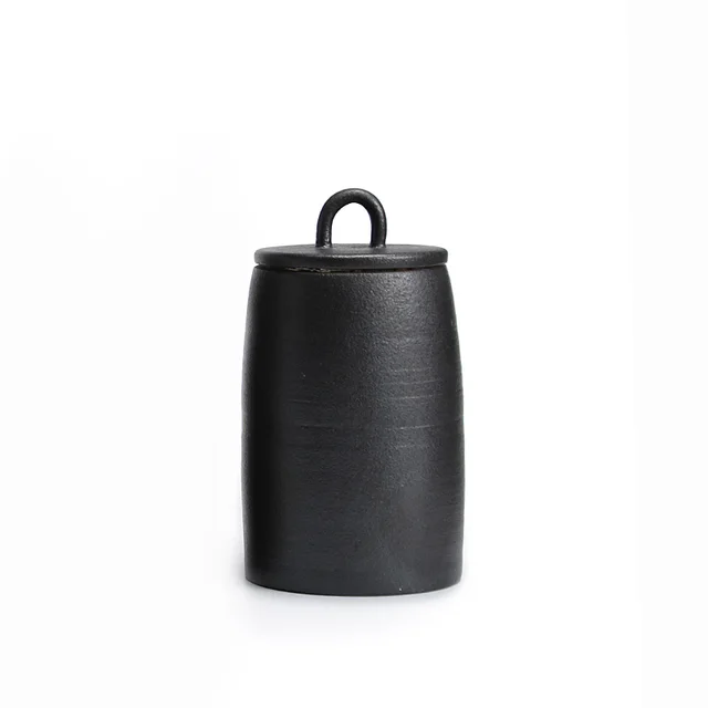 Stoneware Japanese Tea Warehouse Ceramic Sealed Storage Retro Tea Box Zen Black - Shop at LoveMi