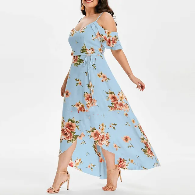 Fat Women s Summer Plus Size Loose Beach Long Dress Skirt Blue - Shop at LoveMi