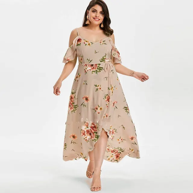 Plus Size Women s Summer Plus Size Loose Beach Long Dress Skirt Pink - Shop at LoveMi
