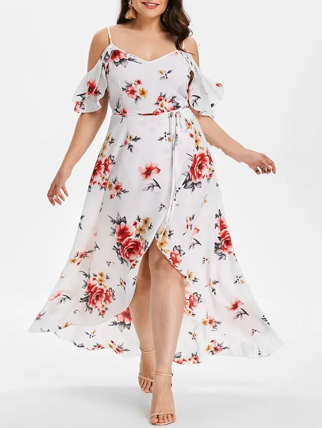 Fat Women s Summer Plus Size Loose Beach Long Dress Skirt White - Shop at LoveMi